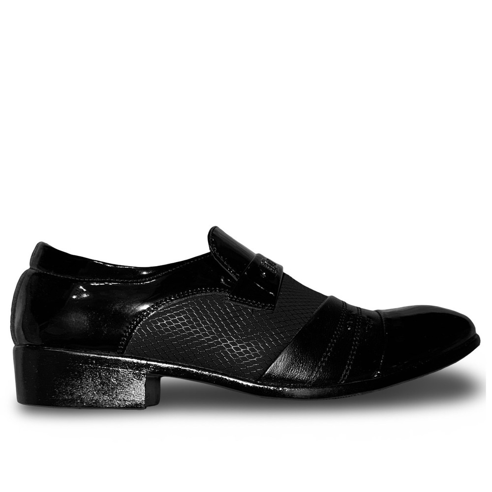 Fashion Shoes Mens Black Patent Textured Slip On Dress Shoes US 9 NEW